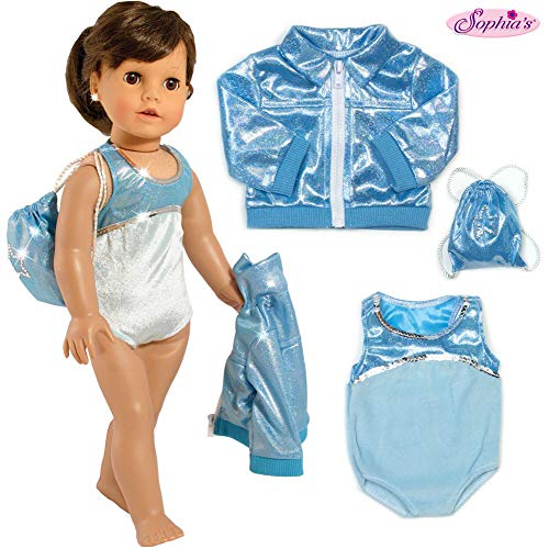 Sophia's 3 PC. Gymnastics Leotard, Jacket, and Bag, Doll Gymnastics Outfit, Doll Clothes for 18 Inch Dolls Like American Girl