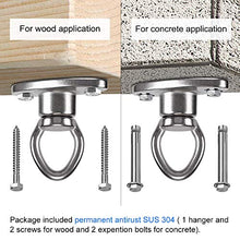 Load image into Gallery viewer, SELEWARE Heavy Duty Bearing Swing Hanger, 360 Rotate Swing Swivel Hook with Screws for Wooden and Expansion Bolts for Concrete, Indoor Outdoor Hammock Porch Chair Tire Swing Set
