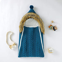Load image into Gallery viewer, Jinyank Newborn Baby Knitted Swaddle Blanket Infant Fleece Lining Hooded Sleeping Bag Receiving Blanket Stroller Wrap
