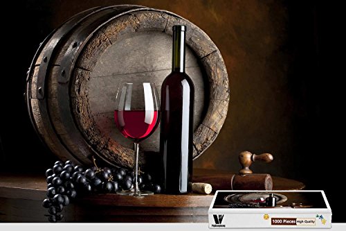PigBangbang,29.5 X 19.6 Inch,Difficult Puzzle with Jigsaw Glue Premium Wooden - Wine Wooden Desk