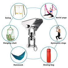 Load image into Gallery viewer, Swing Hanger, IMAGE1000lb Capacity Swing Hanger for Swing Set Heavy Duty Suspension Hook, 360-Degree Rotation with Extra 4 Screws, Swing Swivel Hook for Yoga Seat, Hammock Chair and Swing Sets
