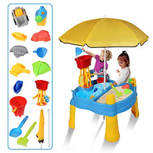 Load image into Gallery viewer, COLOR TREE Kids Big Sand and Water Table with Umbrella - Toddlers Indoor and Outdoor Activity Splash Table with Beach Play Set - Boys Girls Summer Toys Backyard Fun
