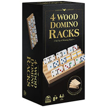 Load image into Gallery viewer, Wood Domino Racks, Set of 4 Trays for Mexican Train and Other Dominoes Games, for Families and Kids Ages 8 and up
