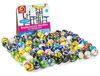Replacement Marbles for Marble Run - Set of 100 - Assorted Colors - Size 9/16 Inch (14mm) - 100% Glass