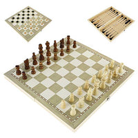 Wooden Chess Set, 13.313.3In International Chess and Classic Wooden Chess Pieces 3 in 1 Foldable Travel Chess Board, Handmade Portable Travel Chess Board Game Sets Family and Travel Board Games (C)