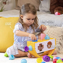 Load image into Gallery viewer, Lalaboom - 3-in-1 Shape Sorter and Balance Toy - Pop Beads - 16 Pieces - Ages 10 Months to 4 Years - BL810
