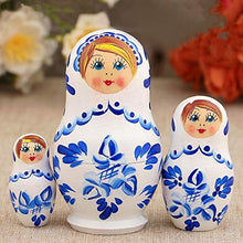 Load image into Gallery viewer, AEVVV Wooden Matryoshka 3 Pcs Souvenir - Nesting Dolls Russian Traditional Style White Blue Gzhel Unique Decor - Matriuskas Rusas
