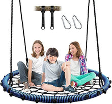 Load image into Gallery viewer, Saucer Tree Swing for Kids Adults, 750lb Weight Capacity 40 Inch Swing Set Outdoor Rope Tree Swing with Big Saucer 2pcs 10ft Tree Hanging Straps, Blue

