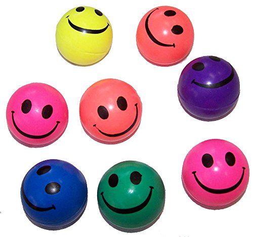 12 Pieces ( 1 Dozen ) Bulk Lot High Bounce Smile Face Toy Bouncing Balls