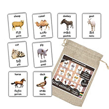 Load image into Gallery viewer, Farm Animals Flash Cards - 27 Laminated Flashcards | Homeschool | Montessori Materials | Multilingual Flash Cards | Bilingual Flashcards - Choose Your Language (Telugu + English)
