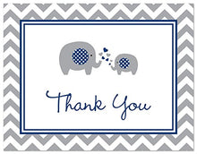 Load image into Gallery viewer, MyExpression.com 50 Cnt Navy Chevron Elephant Baby Thank You Cards
