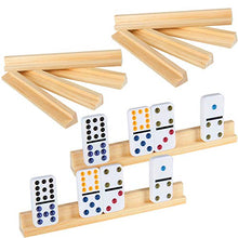 Load image into Gallery viewer, 10 Pieces Wooden Domino Racks Domino Tiles Holder Wood Domino Holders Organizer Tray Wooden Racks for Mexican Train, 7.78 x 0.98 x 0.67 Inch, Dominos Not Included (Straight Style)
