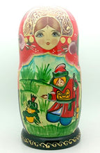 Load image into Gallery viewer, Frog Princess Russian Matryoshka Hand Painted Fairy Tale Nesting Doll Set / 7&quot; Tall
