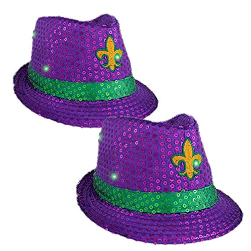 blinkee 2 Pack Mardi Gras Fleur de Lis Fedora Hat
