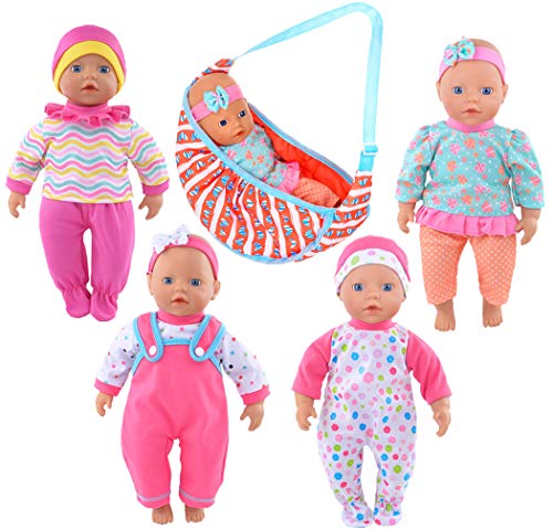 ebuddy Doll Clothes and Accessories 4 Sets Baby Doll Clothes with 1 Carrier Bag for 10 inch Baby Dolls,12 inch Baby Dolls