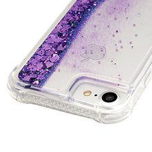 Load image into Gallery viewer, Tom&#39;s Village Clear Glitter Liquid Cover Quicksand Case for iPhone 7/8 Bling Shiny Sparkling Moving Flowing Sequins Hearts Shockproof Drop Resistant Flexible Soft TPU Bumper Slim Protector Purple
