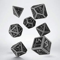 Q Workshop Dwarven Gray & Black Rpg Ornamented Dice Set 7 Polyhedral Pieces