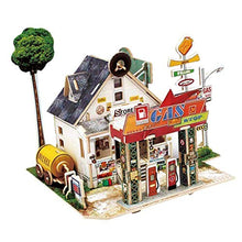 Load image into Gallery viewer, ZKS-KS Handcrafted DIY Wooden Dolls House Kit - Miniatures Creative Crafts Street Gas Station Building Model 1:24 Scale Puzzle Toy Ornament
