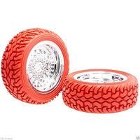 RC 2084-8019 Wheel Rim Offset:9mm Rally Tires Red For HSP 1:10 On-Road Rally Car