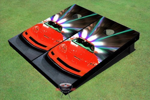 Custom Tailgate Red Corvette Themed Cornhole Boards