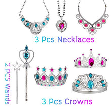 Load image into Gallery viewer, WATINC 51Pcs Princess Jewelry Toy Pretend Play Set Ballet Tutu Skirts of Stars Snowflake for Little Girls Crowns Necklaces Adjustable Jewel Rings Earrings Bracelets Wands Dress Up Accessories for Kids
