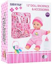 Load image into Gallery viewer, Click N&#39; Play Baby Girl Doll 12 with Take Along Pink Doll Backpack Carrier and Accessories
