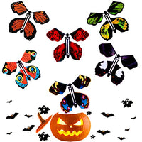 HLARTNET Magic Wind Up Flying Butterfly Halloween Surprise - Rubber Band Powered Butterfly in The Book Wind Up Butterfly Toy for Card Surprise Gift or Party Playing (6 PCS)
