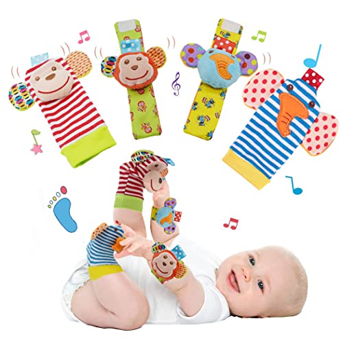 Baby Rattle Socks & Wrist Rattles for Babies 0-6 Months, Baby Toys 0-3-6-12 Months, Foot Rattles Sock for Newborn Toys, Soft Infant Toys for Boy Girl Present Gift