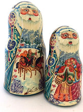 Load image into Gallery viewer, Santa Russian Nesting Doll Hand crved Hand Painted 5 Piece Matryoshka Set
