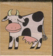Load image into Gallery viewer, &quot;Bessie&quot; Cow Rubber Stamp on Wooden Block
