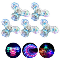 Fidget Spinner [5 Pcs] MEGA Pack |TornadoZ Crystal Rainbow LED Light Up Clear Fidget Toy| Sensory Finger Toy | for Anxiety Stress Relief | Boy Girl Teen Adult