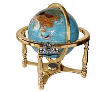Load image into Gallery viewer, Unique Art Since 1996 14&quot; Turquoise Gemstone Globe with Gold Stand
