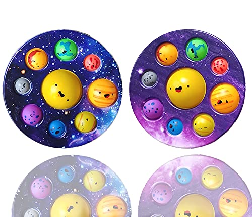 2pack Planet Toys Simple Bubble Dimple Fidget Popper, Planets for Kids Solar System Toys, Simple Bubble Dimple Fidget Toys for Kids Stress Relief Anti-Anxiety ADHD