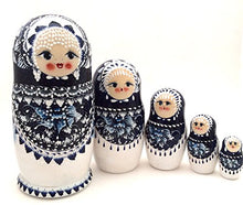 Load image into Gallery viewer, BuyRussianGifts Russian Nesting Doll Matryoshka Gzhel Style Hand Painted Nesting Doll Set of 5
