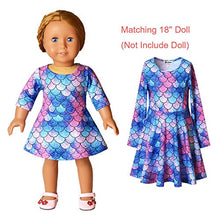 Load image into Gallery viewer, Jxstar Blue Mermaid Twril Dresses Matching Doll&amp;Girls Long Sleeve Birthday Gifts 4t 5t
