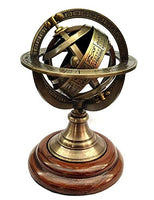 RYNASS Vintage Antique Brass Globe Armillary (RASHI) Sphere Astrolabe Nautical Tabletop Globe for Home & Office Decoration Best Gift
