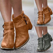Load image into Gallery viewer, Gibobby Ankle Boots for Women Round Toe Ankle Boots for Women Slip On Loafers Pointed Toe Chunky Block Low Heel Office Dress Casual Shoes Cutout Booties Brown
