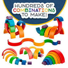 Load image into Gallery viewer, Wooden Rainbow Stacker by Practical Nesting | 7 Piece Toy BlockWooden Rainbow Stacking Toy | Montessori Building Toys for Toddlers and Babies | Superior Construction Prevents Snapping and Chipping
