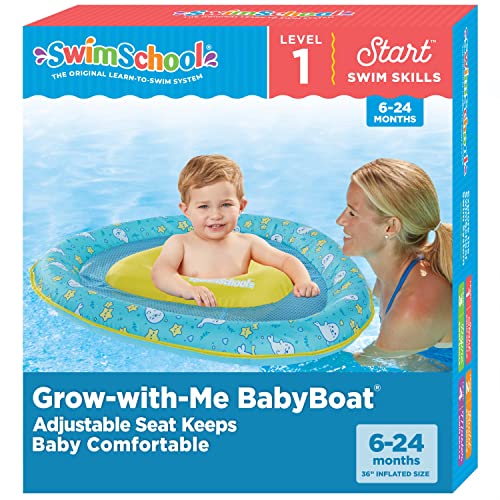 SwimSchool Lil OtterBaby Pool Float- 6-24 Months -Infant Swim Floatwith Splash & Play Activity Center and Safety Seat - Blue