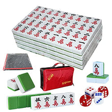 Load image into Gallery viewer, Tile Games, Professional Chinese Mahjong Game Set with 144 Large Size Tiles, 4 Dice and Table Cover(8080cm) - for Chinese Style Game Play

