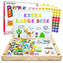 Load image into Gallery viewer, XL Wooden Educational Toys Magnetic Kit - Easel Tabletop w/ Whiteboard, Chalkboard, Animal &amp; Shapes, Letters, Numbers, Dry Erase Pen, &amp; Chalks - Portable Magnet Board for Kids 3 Years Old &amp; Above
