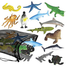 Load image into Gallery viewer, ArtCreativity Aquatic Sea Animal Assortment in Mesh Bag, Pack of 12 Sea Creature Figurines in Assorted Designs, Bath Water Toys for Kids, Ocean Life Party Dcor, Party Favors for Boys and Girls
