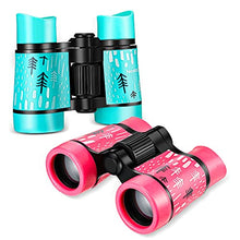 Load image into Gallery viewer, 2 Pieces Kids Binoculars Shock Proof Toy Binoculars Set for Age 3-12 Years Old Boys Girls Bird Watching Educational Learning Hunting Hiking Birthday Presents
