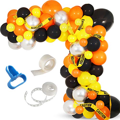 Construction Party Balloon Garland Kit, 120 Pack Orange Black Yellow Balloons Garland Kit for Construction Quarantine Birthday Party Decorations