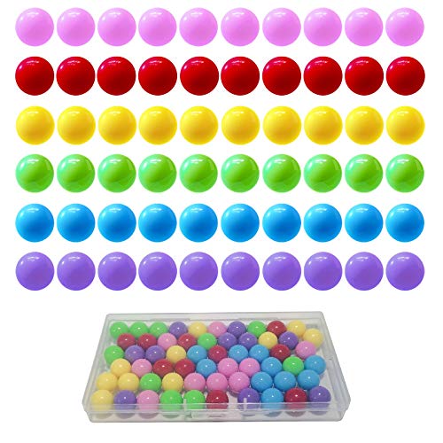 Yoeevi 60 Pcs Chinese Checkers Marbles Balls in 6 Colors,Game Replacement Marbles Balls with Plastic Box for Marble Run, Marbles Game
