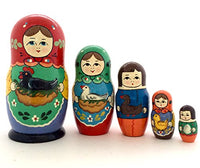 BuyRussianGifts Russian Traditional Matryoshka Doll Hand Painted Nesting Doll Set of 5 / 7.5