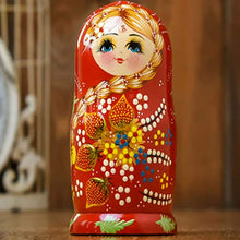 Load image into Gallery viewer, QIFFIY Russian Doll Russian Nesting Dolls Matryoshka, Wood Stacking Nested Set 10 Pcs Handmade Toys for Kids Birthday Gift Home Decoration Matryoshka
