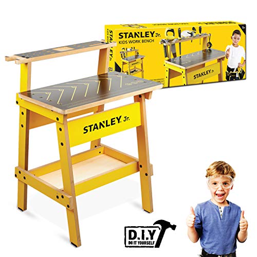 Stanley Jr. Kids Work Bench  Real Wood Craft Kits for Kids  Fun Working Bench for Kids  Kids Workshop Tool Bench  Childrens Play Work Bench  Play Construction Sets for Kids