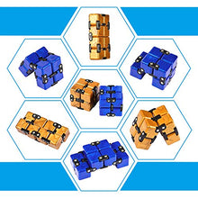 Load image into Gallery viewer, Infinity Cube 2 Pieces Infinity Cube Fidget Toys, Mini Fidget Blocks Desk Toy, Infinity Cube Stress Relief Toys, Magic Cube Sensory Toy for ADHD and Autism for Students and Adults (Gold, Blue)
