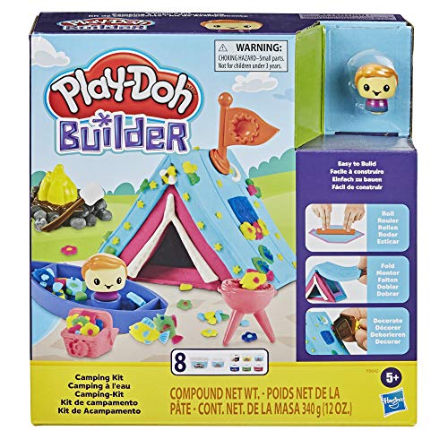 Play-Doh Builder Camping Kit Building Toy for Kids 5 Years and Up with 8 Cans of Non-Toxic Modeling Compound - Easy to Build DIY Craft Set